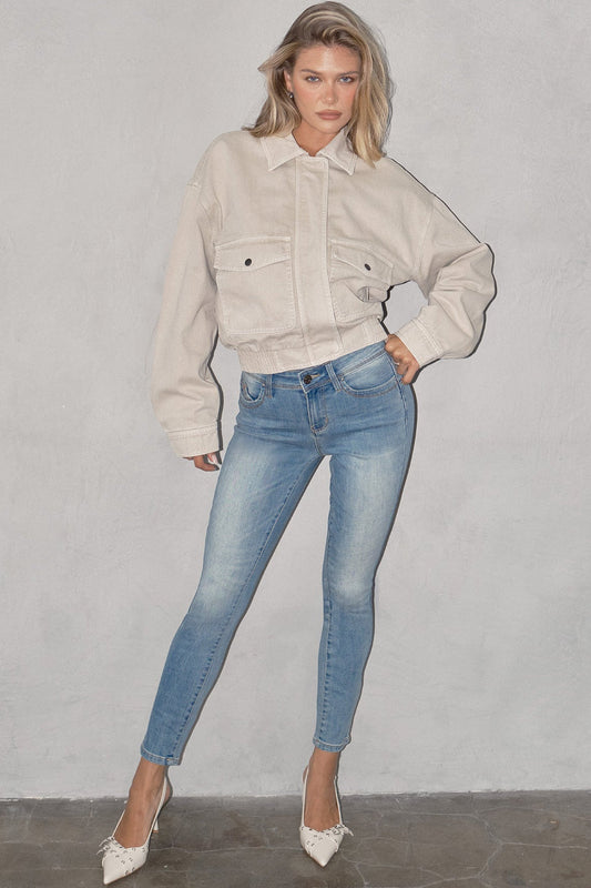 Women's WannaBettaButt Mid Rise Embroidered Skinny Jean YMI JEANS