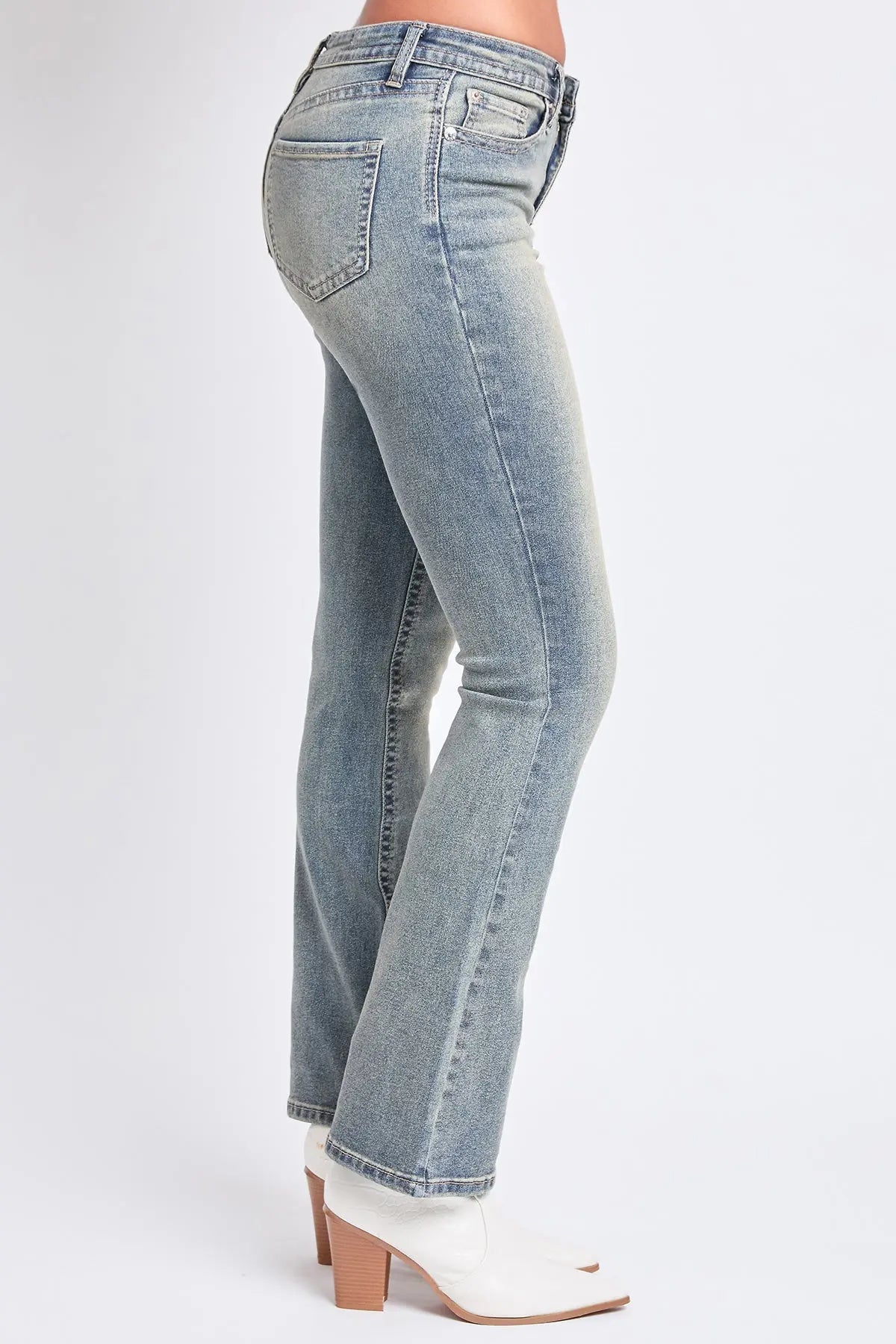 Women's Mid Rise Clean Hem Premium Stitch Bootcut Jeans YMI JEANS