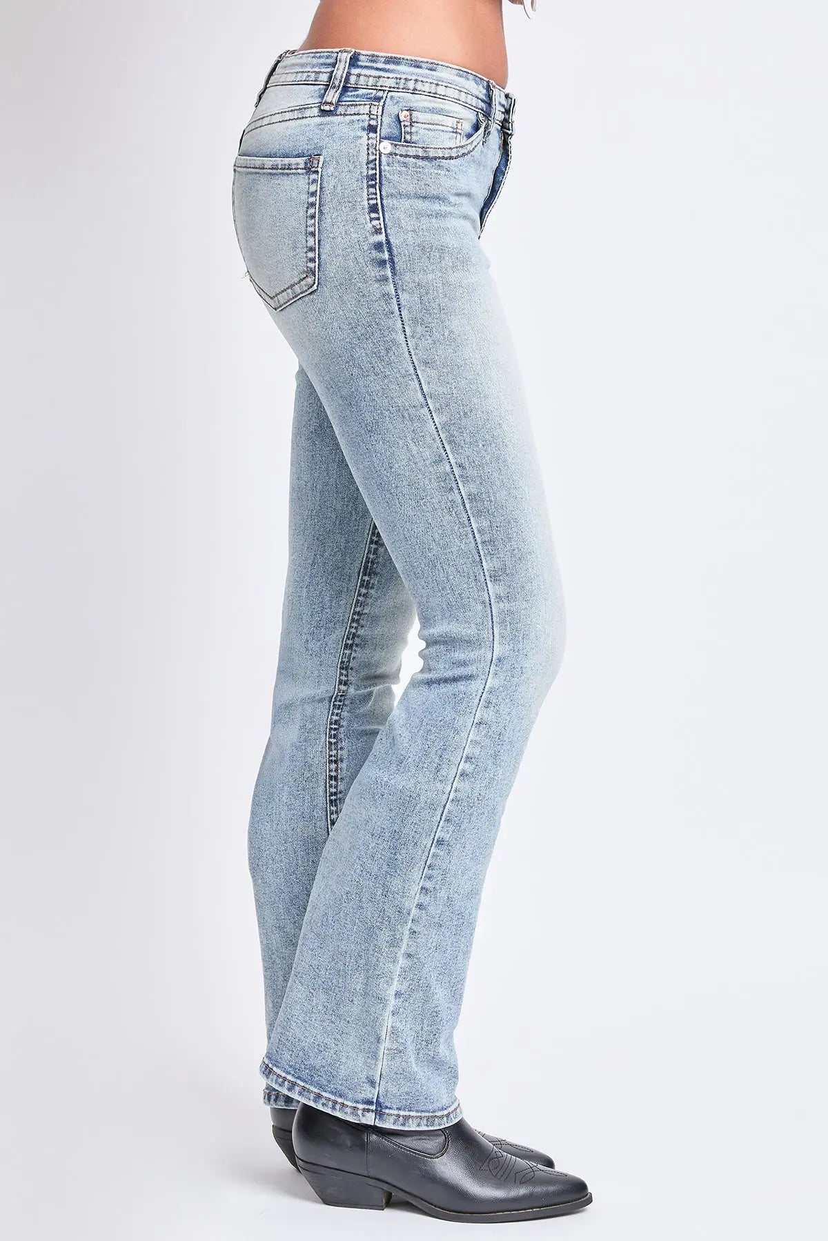 Women's Mid Rise Clean Hem Premium Stitch Bootcut Jeans YMI JEANS