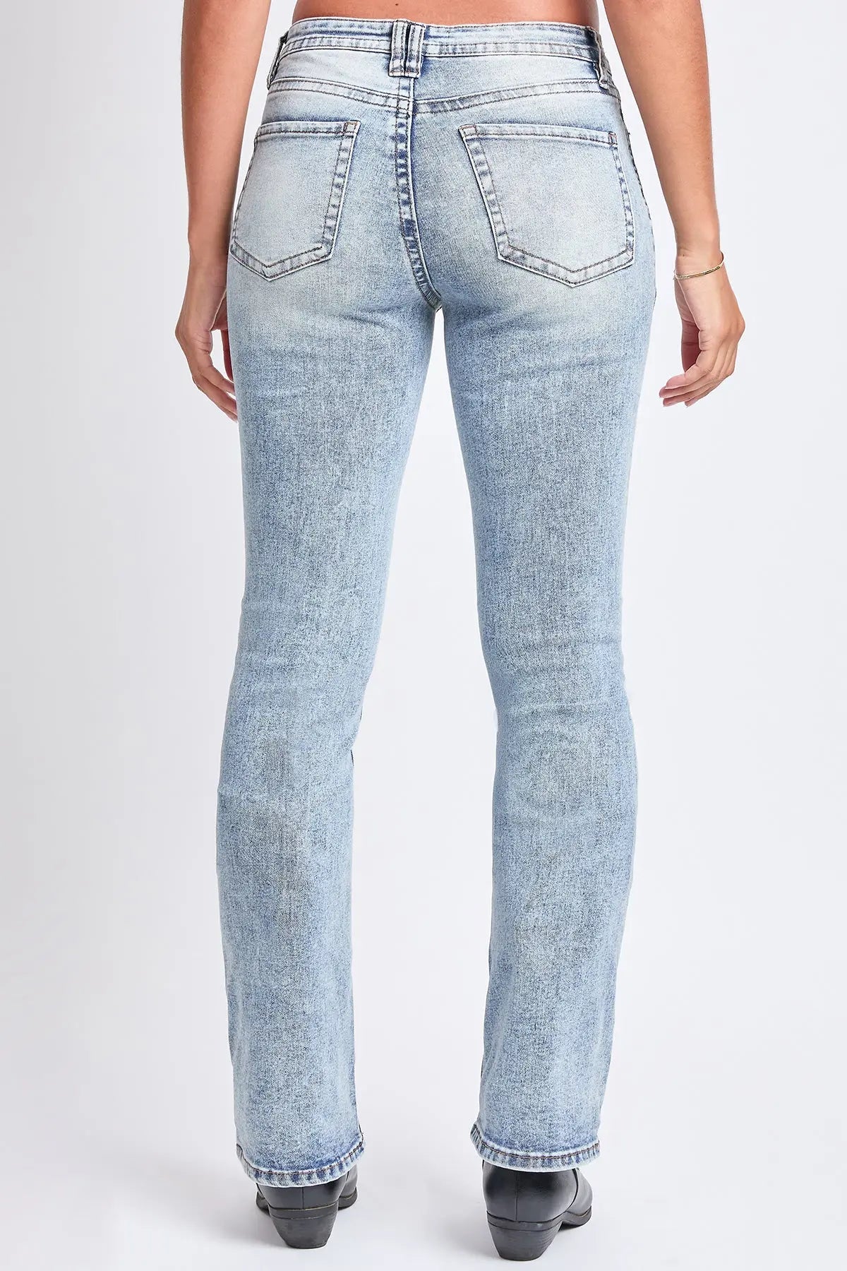 Women's Mid Rise Clean Hem Premium Stitch Bootcut Jeans YMI JEANS