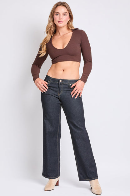 YMI JEANS: Low-Rise Wide Leg Stretch Denim