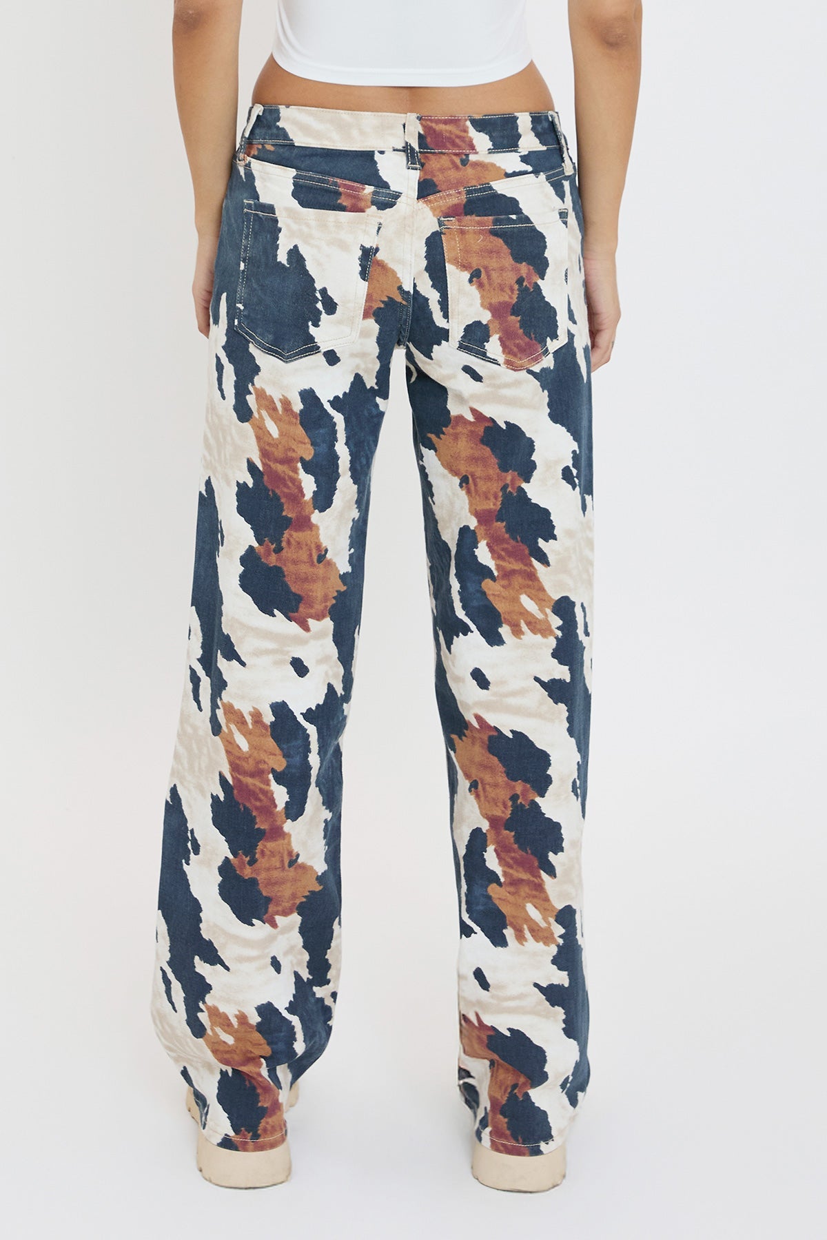 YMI JEANS Women's Wide Leg Britney Printed Low Rise Jeans - Full View