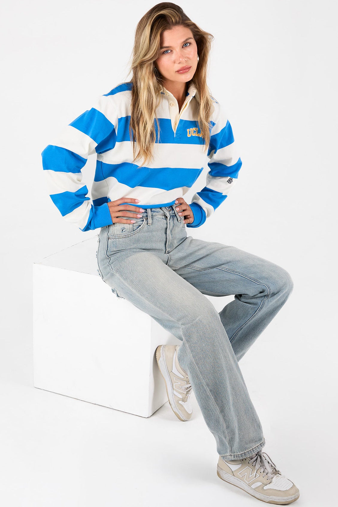 Women's High Rise Relaxed Rip Repair Jeans YMI JEANS