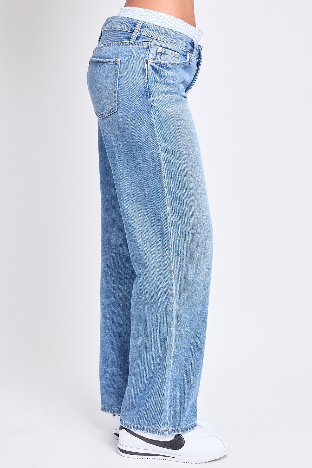 Women's Mid Rise Relax Fit Wide Leg Boxer Jeans YMI JEANS