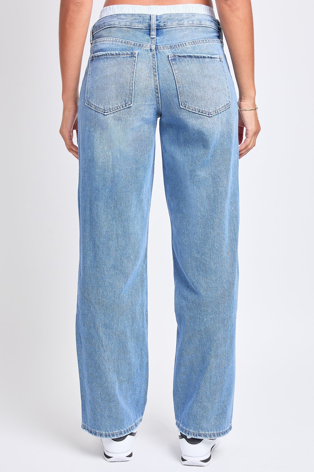 Women's Mid Rise Relax Fit Wide Leg Boxer Jeans YMI JEANS