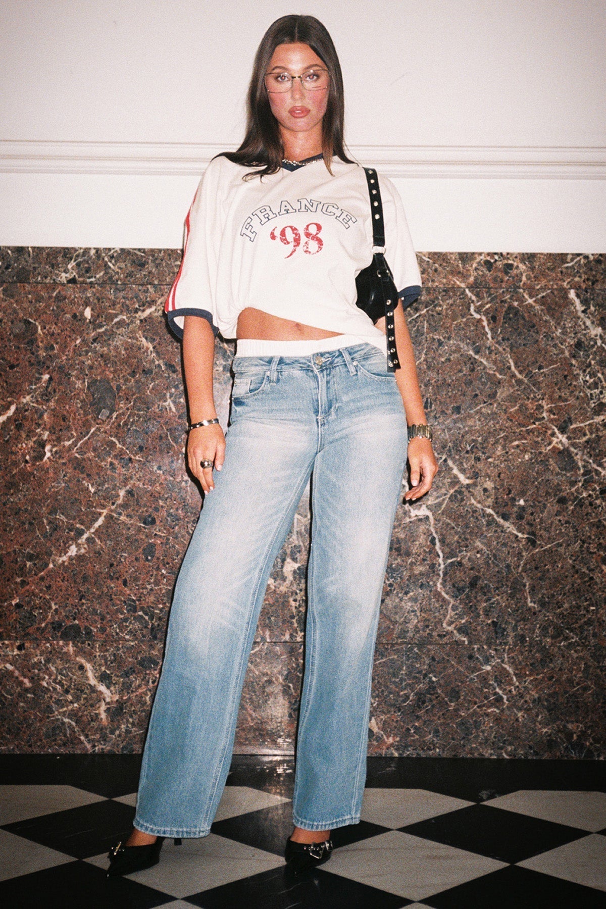 Women's Mid Rise Relax Fit Wide Leg Boxer Jeans YMI JEANS