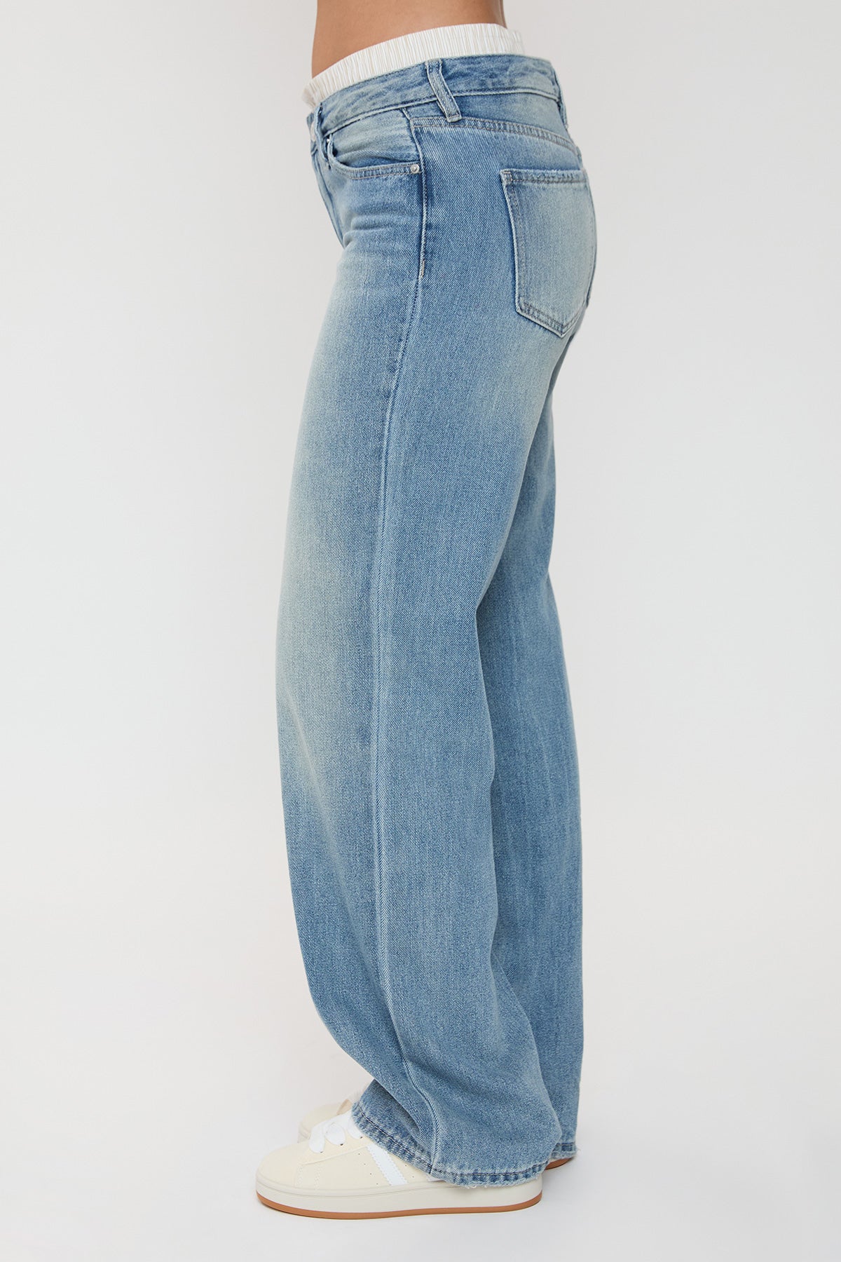 Women's Mid Rise Relax Fit Wide Leg Boxer Jeans YMI JEANS