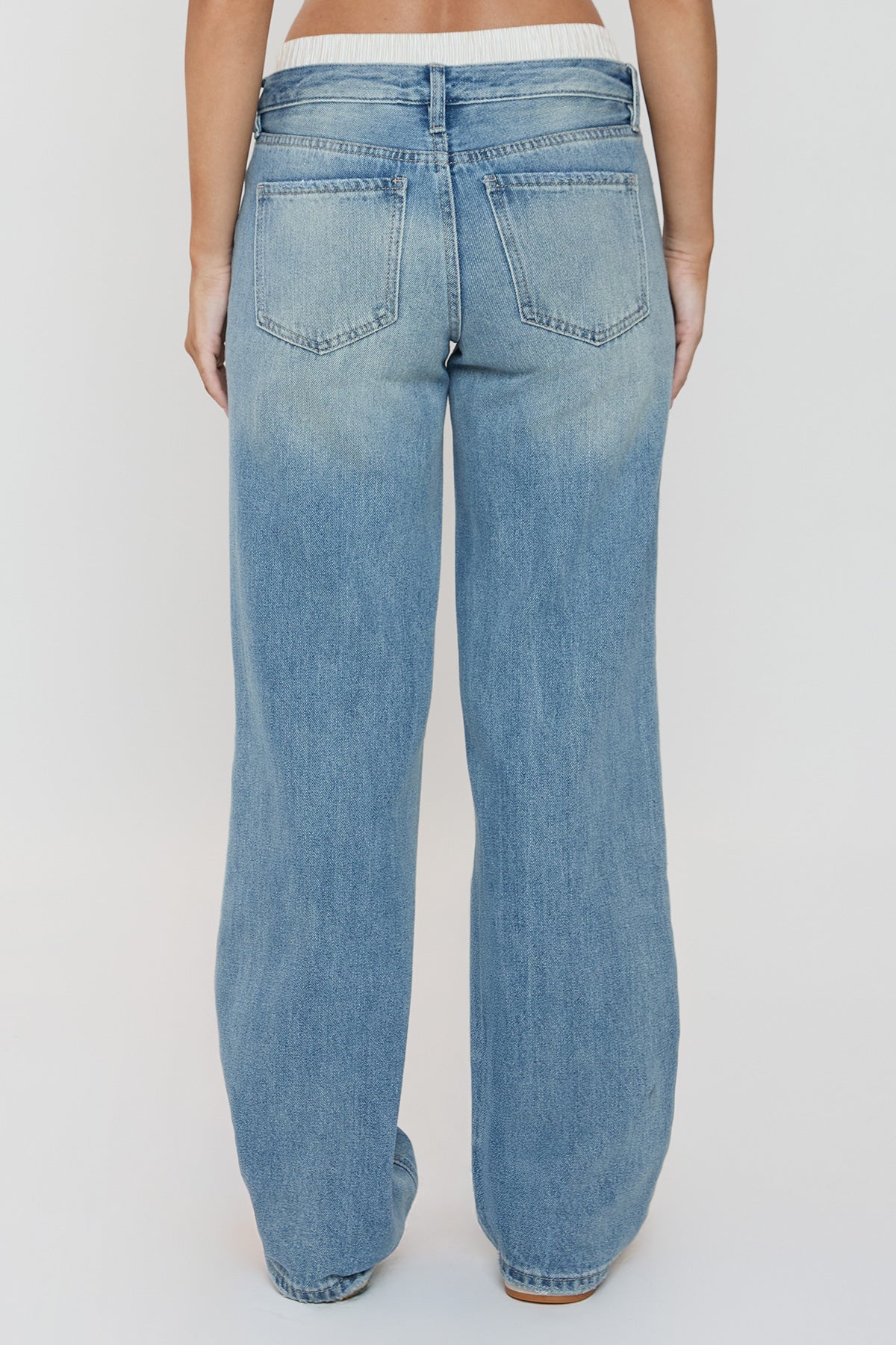 Women's Mid Rise Relax Fit Wide Leg Boxer Jeans YMI JEANS