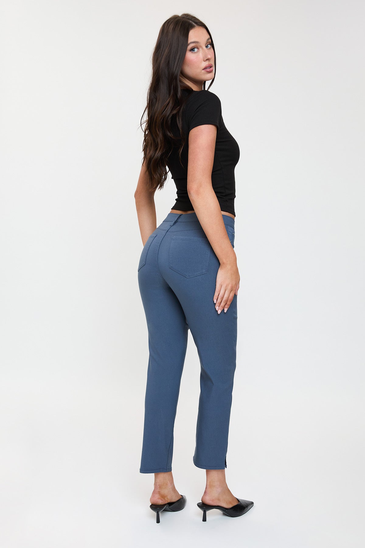 YMI JEANS Women's Hyperstretch Cropped Straight Pants - Side View