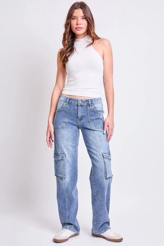 Women's High Rise Skater Cargo Jeans YMI JEANS