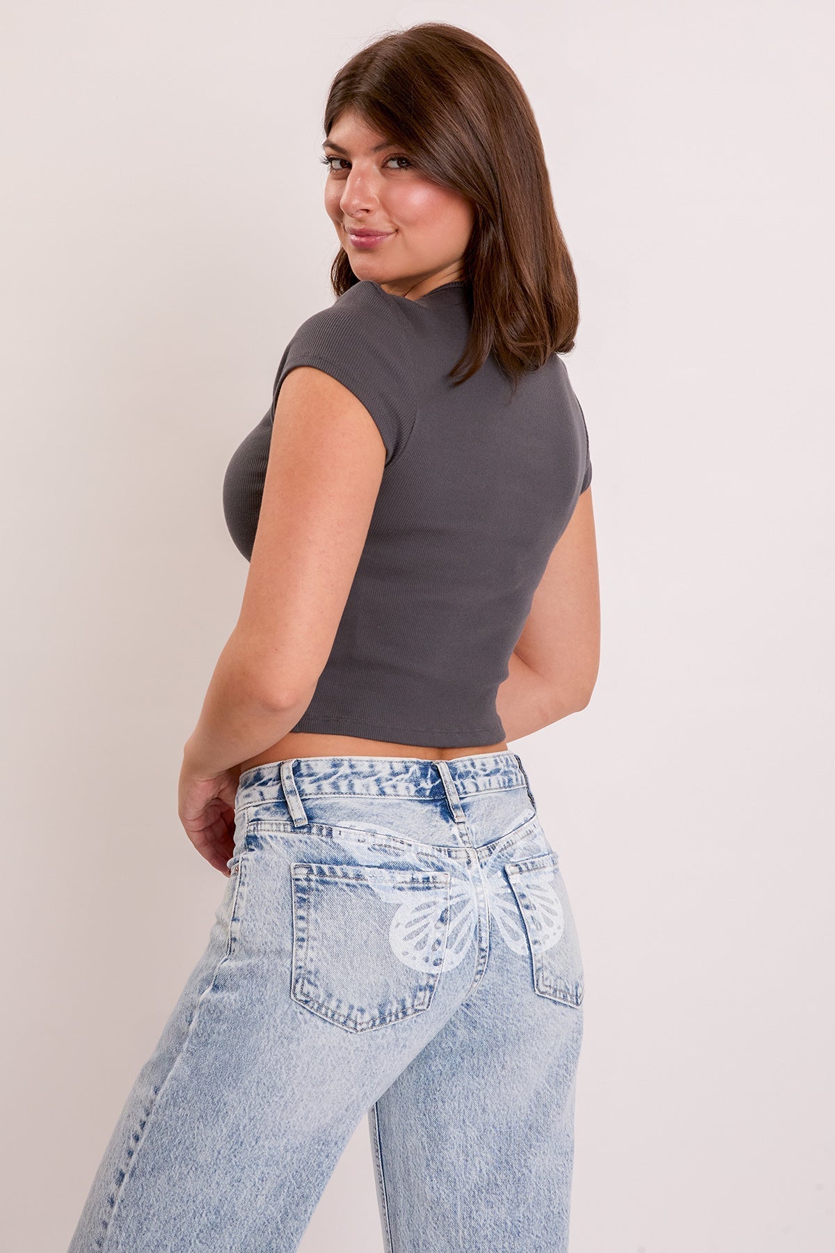 Women's Britney Wide Leg with Butterfly Print YMI JEANS