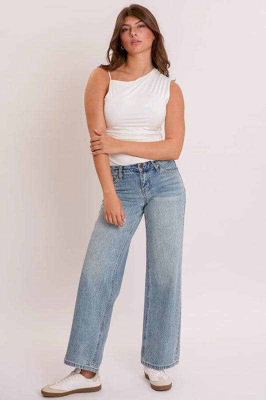 Women's Britney Wide Leg Jeans with Bow Print YMI JEANS