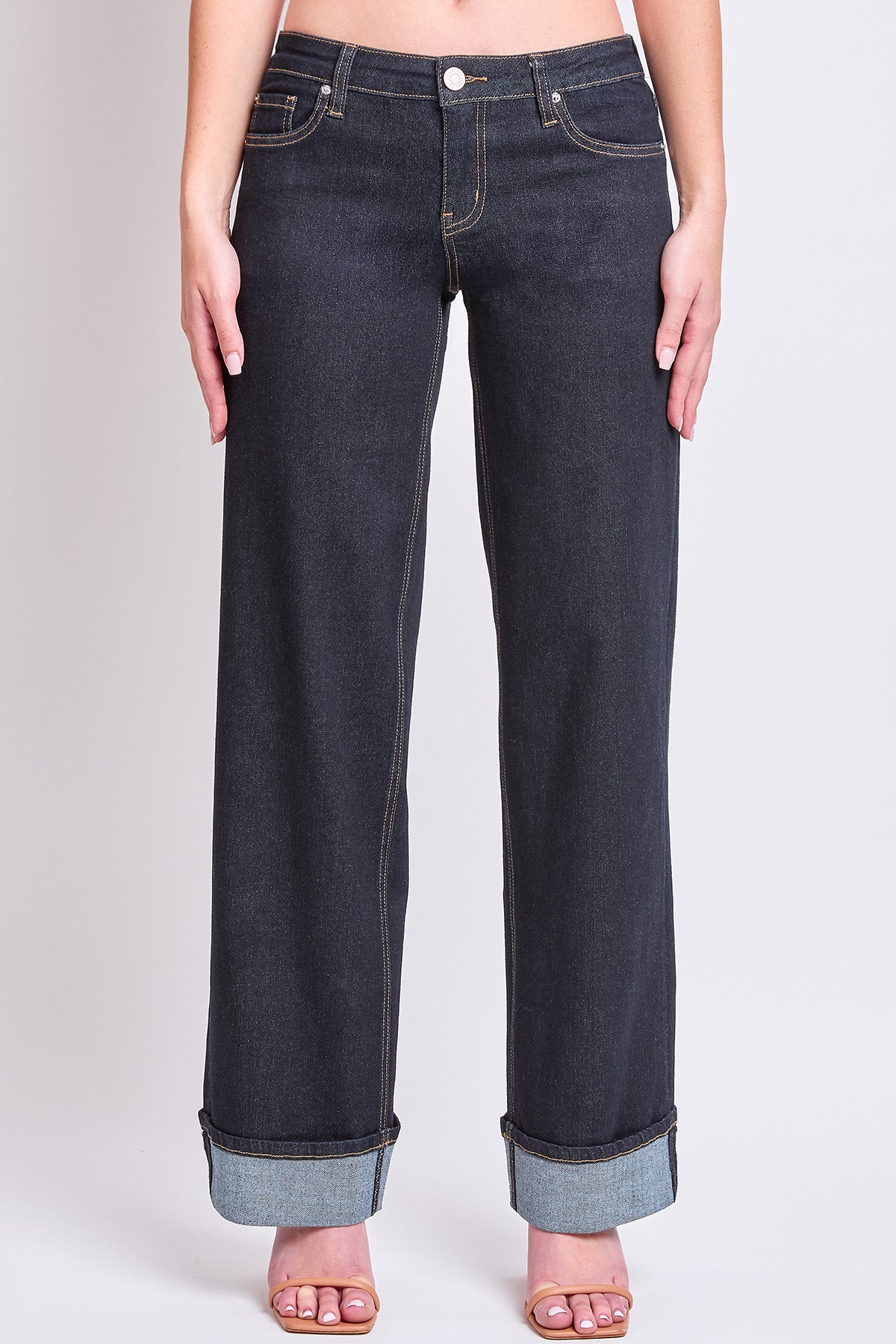 Women's Britney Low Rise Wide Leg Cuff Jeans YMI JEANS