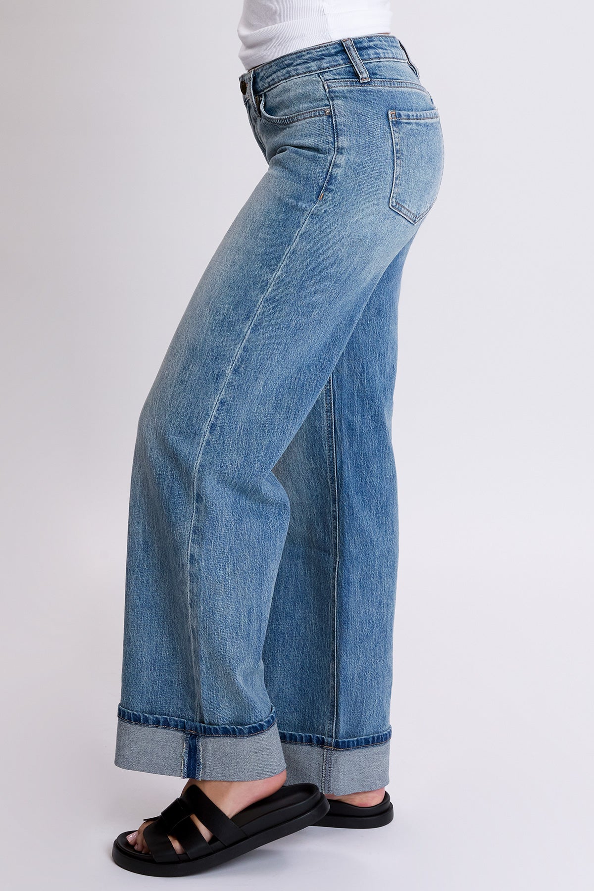 Women's Luxe Britney Low Rise Wide Leg Cuff Jeans