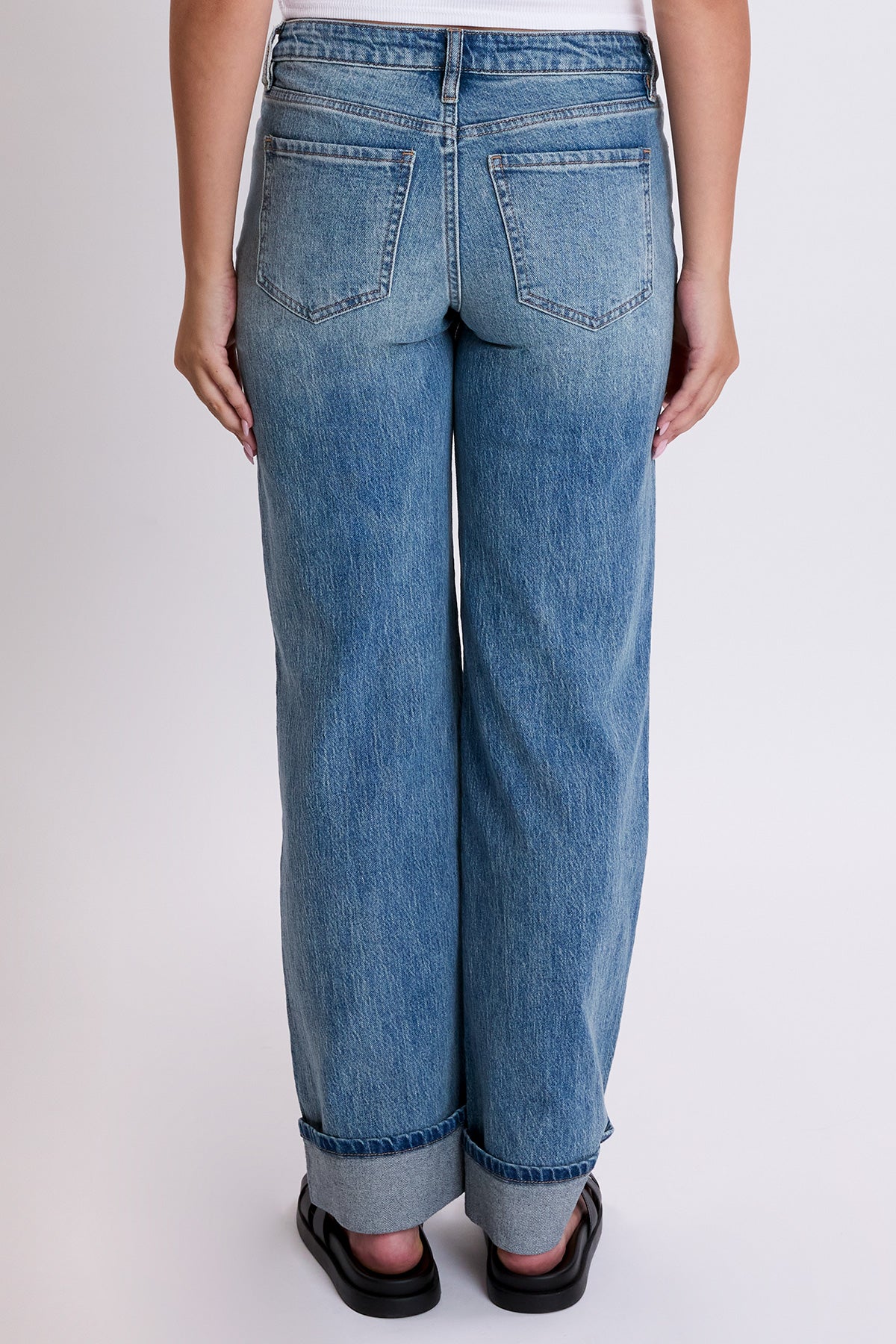 Women's Luxe Britney Low Rise Wide Leg Cuff Jeans