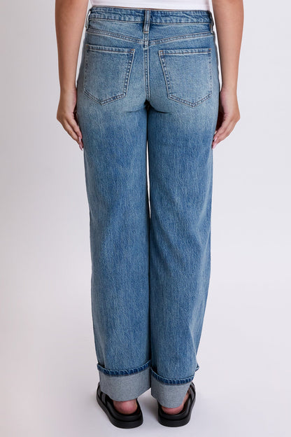 Women's Luxe Britney Low Rise Wide Leg Cuff Jeans