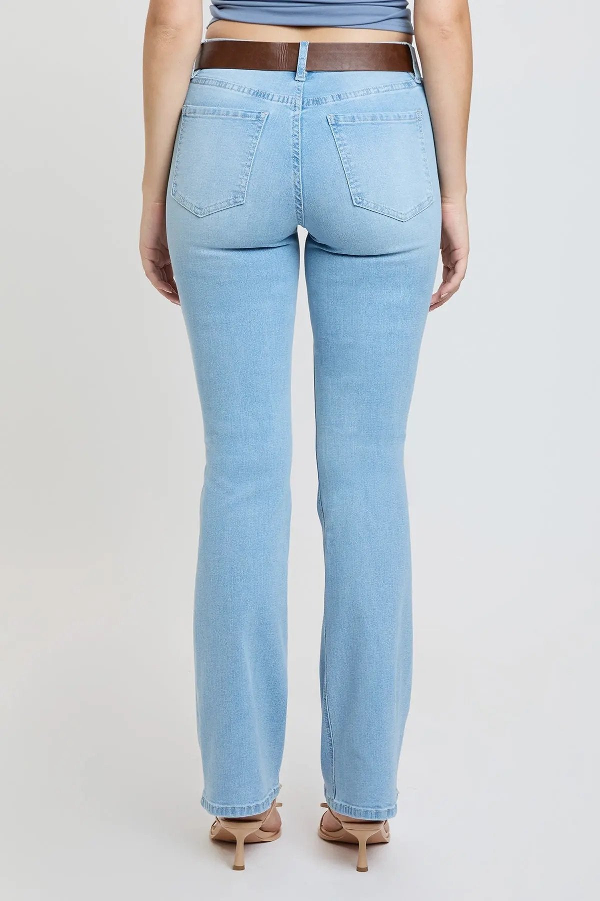 Women's Mid Rise Belted Bootcut Jeans YMI JEANS