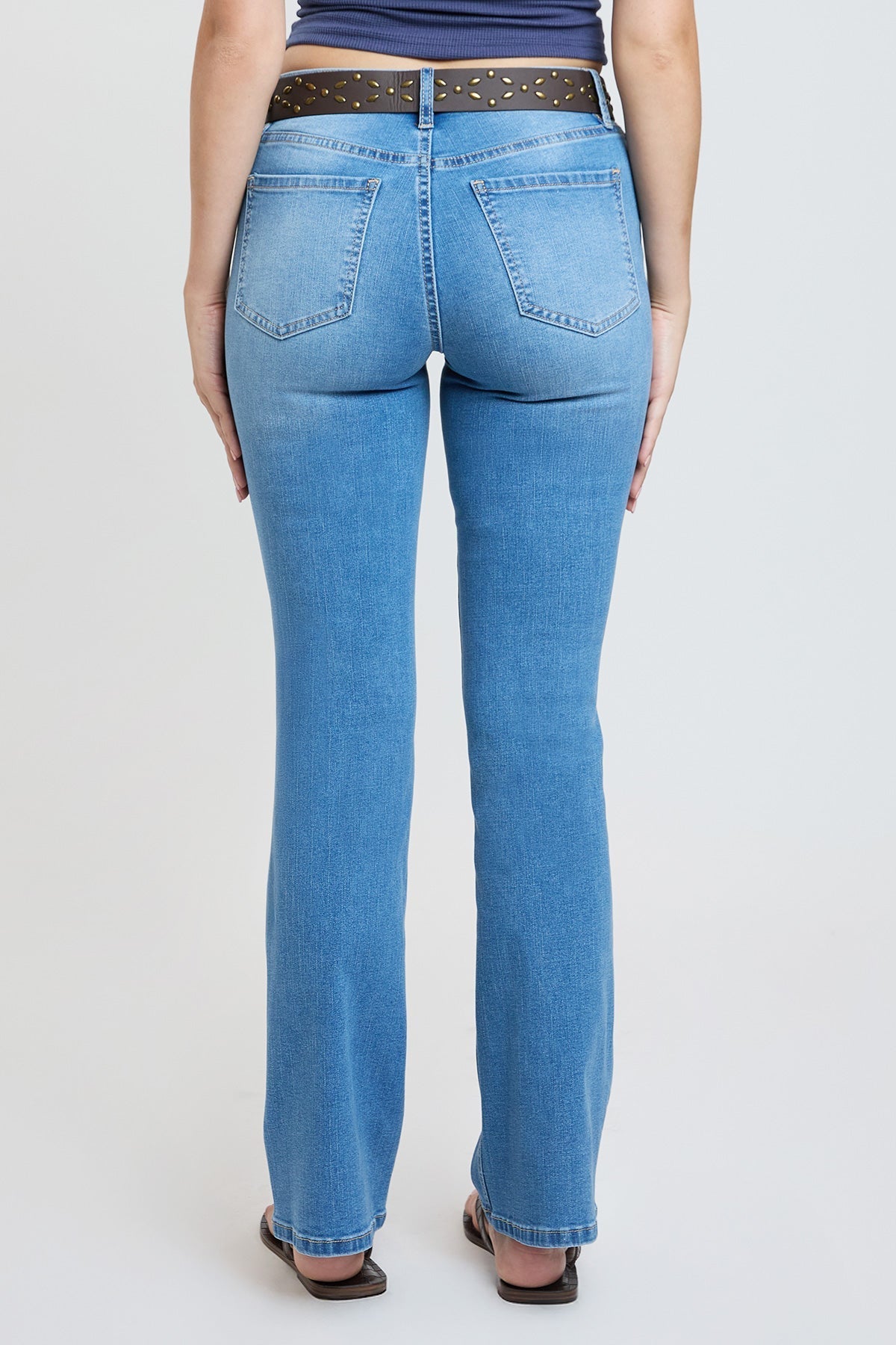 Women's Mid Rise Belted Bootcut Jeans YMI JEANS