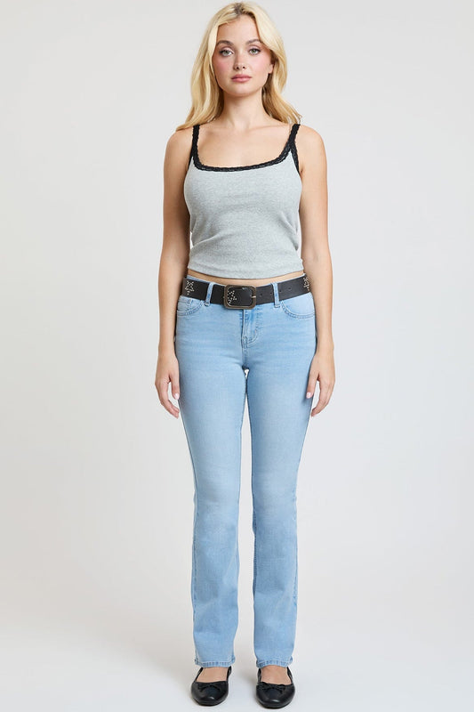 Women's Mid Rise Belted Bootcut Jeans YMI JEANS