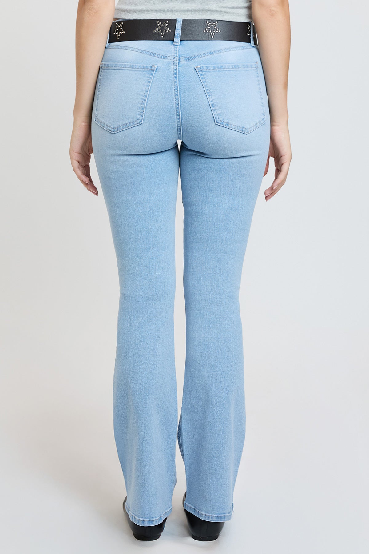 Women's Mid Rise Belted Bootcut Jeans YMI JEANS