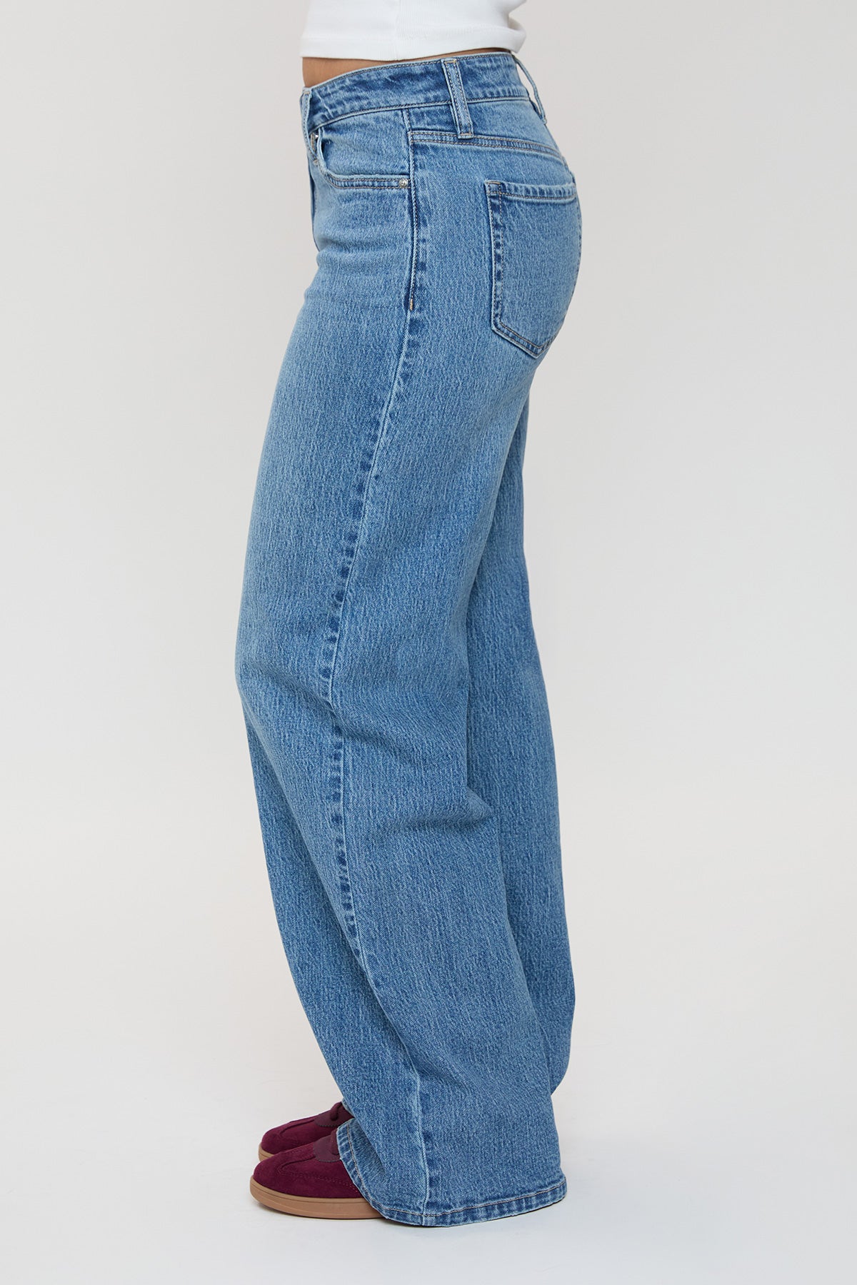 YMI JEANS Women's Luxe Bella Asymmetrical Wide Leg Jeans - Full View