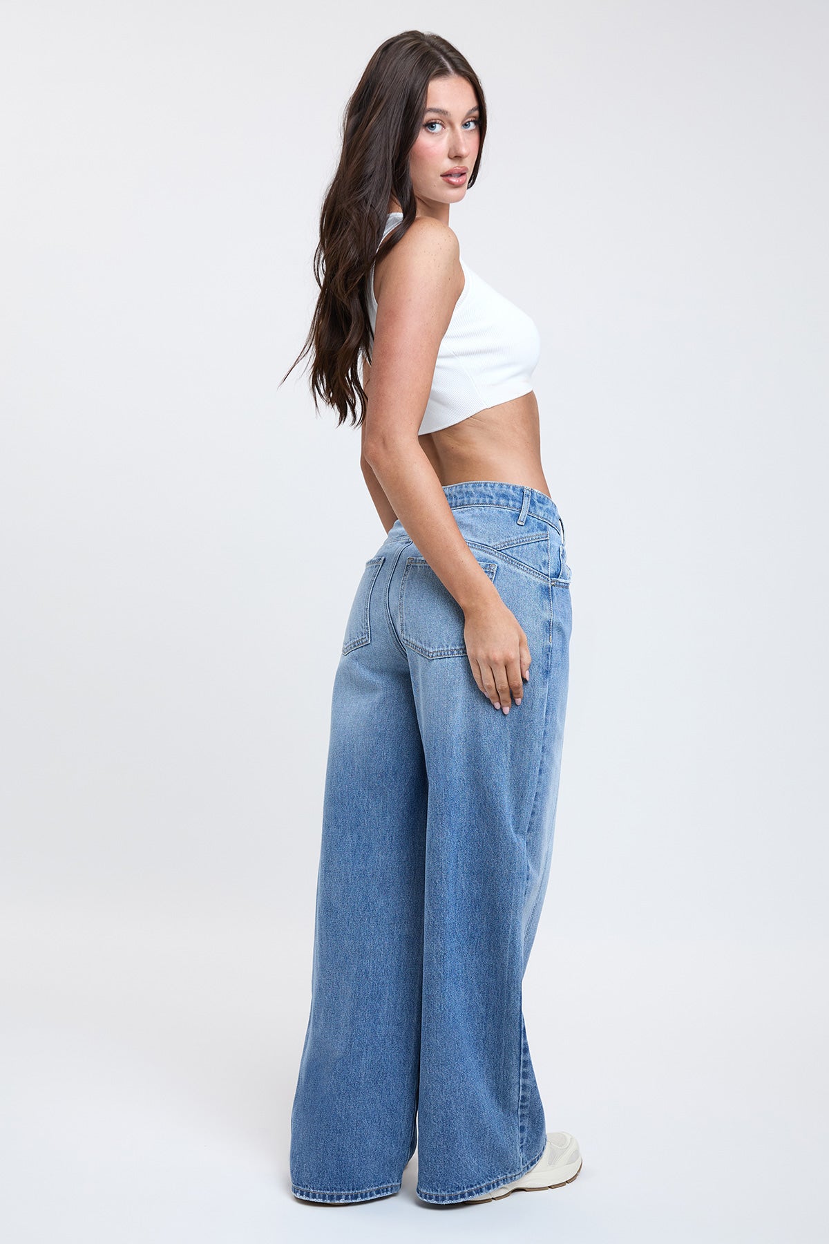 YMI JEANS Women's Relaxed Extra Baggy Wide Leg Jeans - Complete View