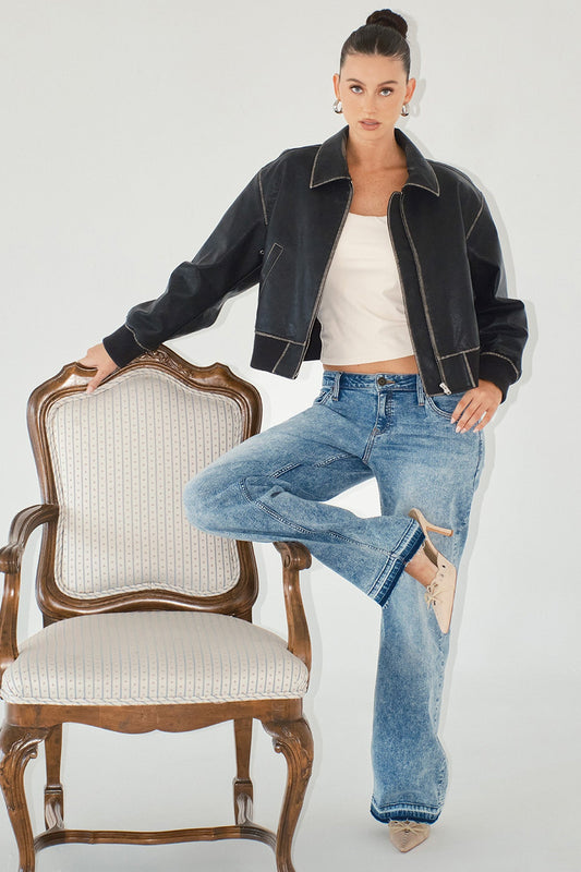YMI JEANS Women's Britney Release Hem Wide Leg Jeans - Main Product Image