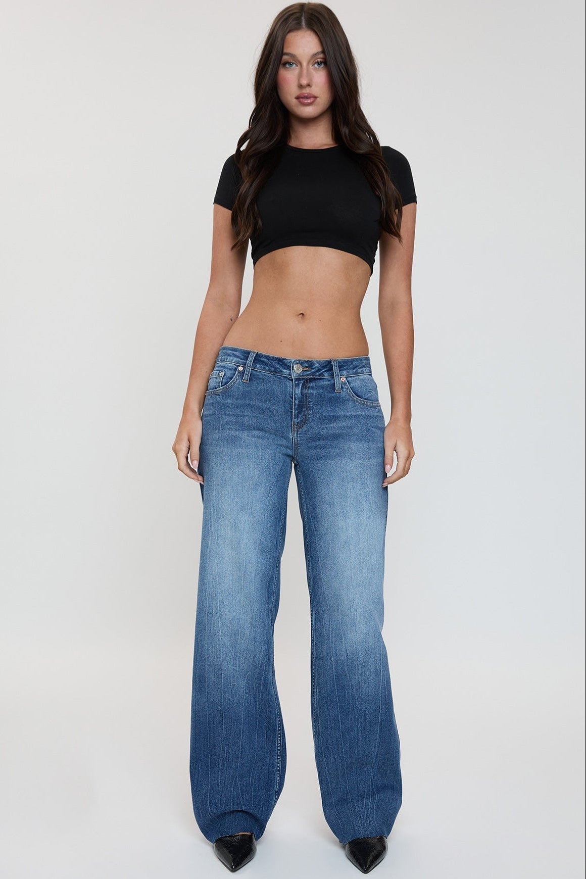 YMI JEANS Women's Britney Low Rise Wide Leg Jeans - Main Product Image