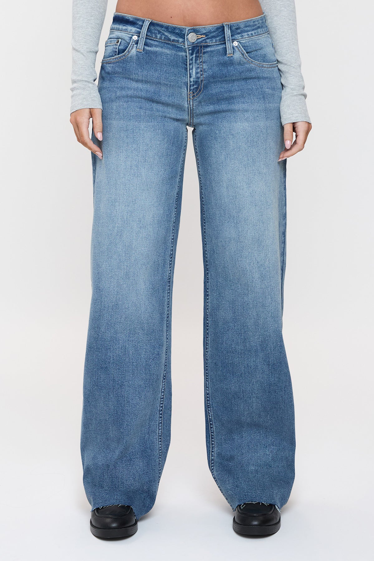 YMI JEANS Women's Britney Low Rise Wide Leg Jeans - Alternate Angle