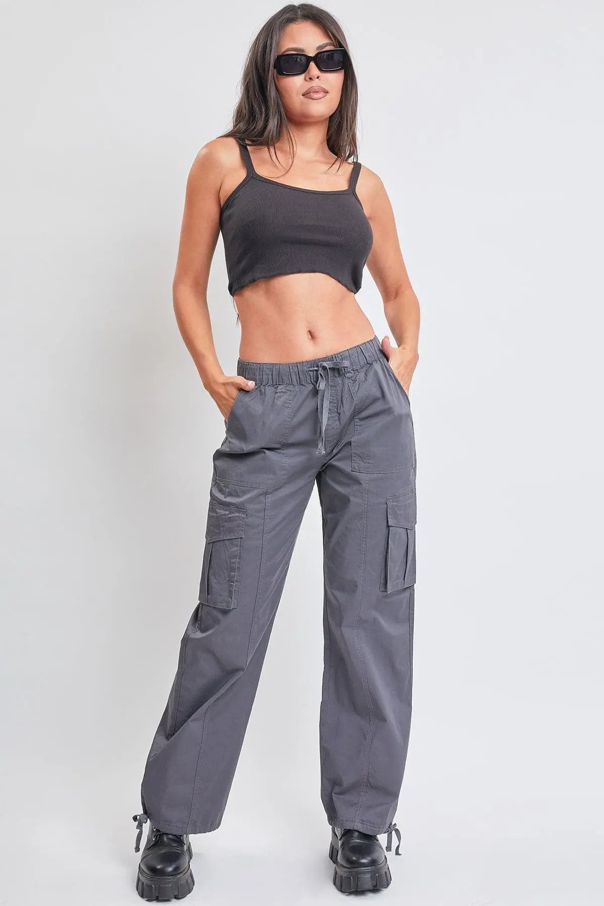 Women's Mid Rise Pull On Cargo Pants - Love Salve