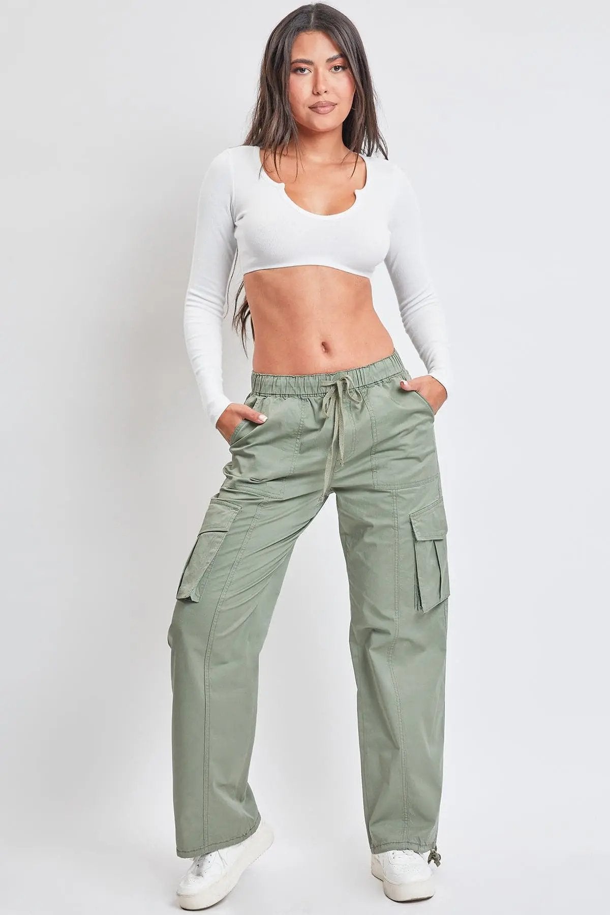 Women's Mid Rise Pull On Cargo Pants - Love Salve