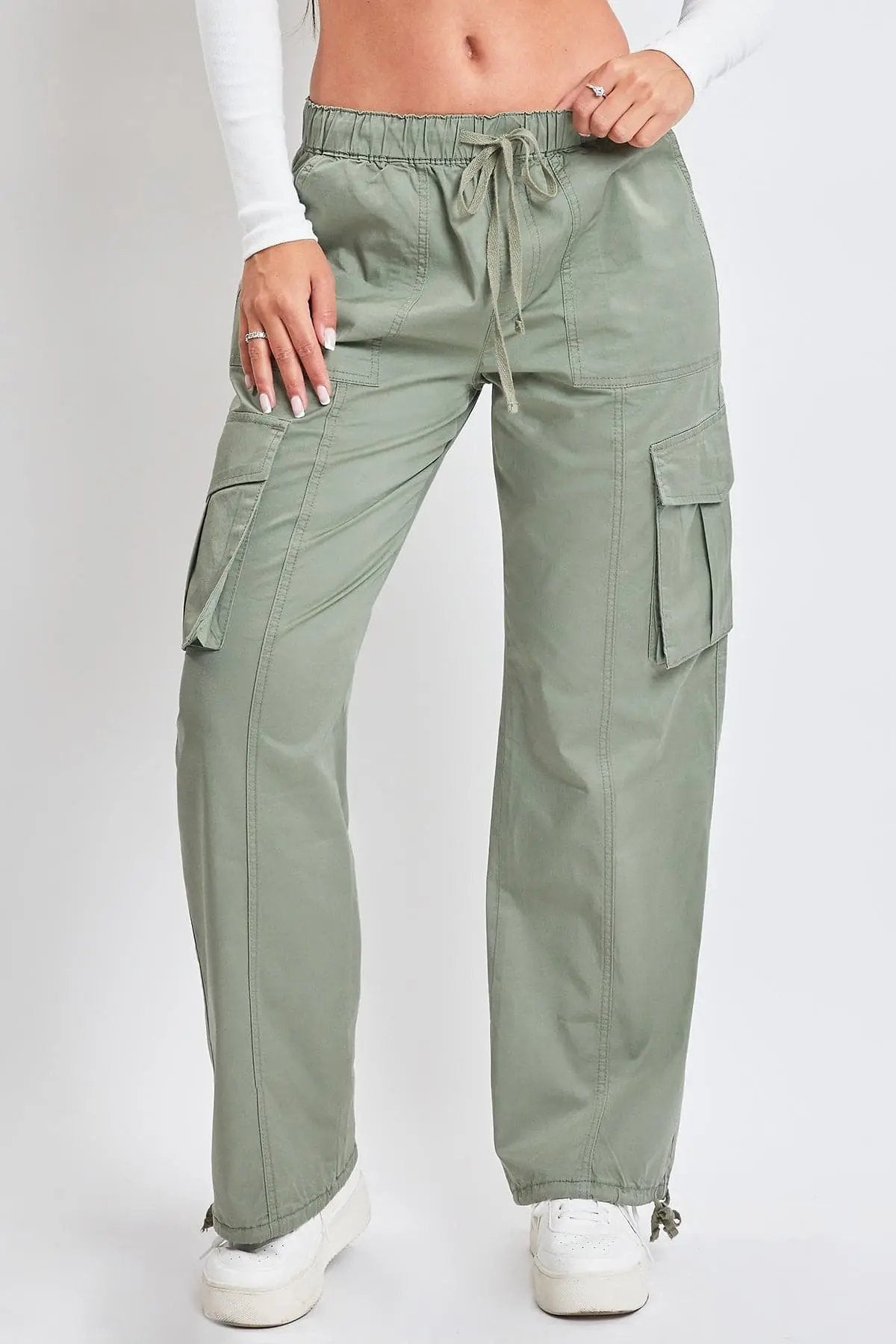 Women's Mid Rise Pull On Cargo Pants - Love Salve