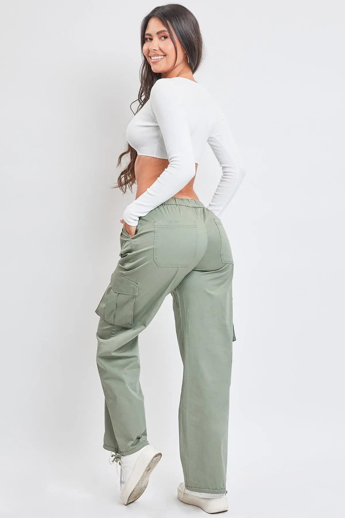 Women's Mid Rise Pull On Cargo Pants - Love Salve