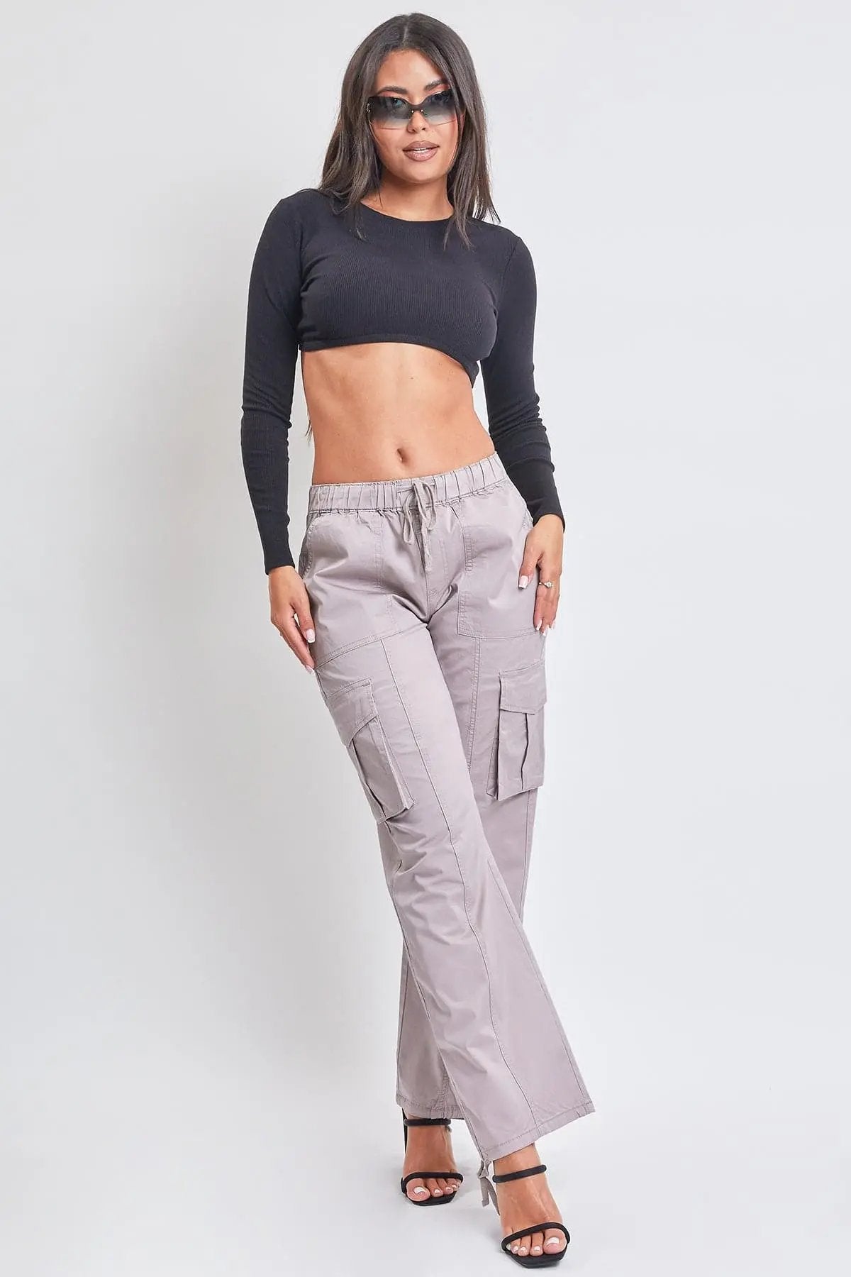 Women's Mid Rise Pull On Cargo Pants - Love Salve