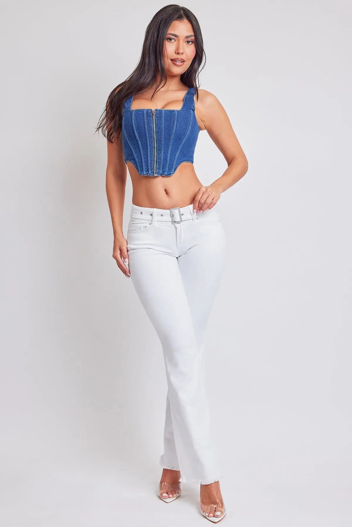 Women's Belted Flare Jeans YMI JEANS