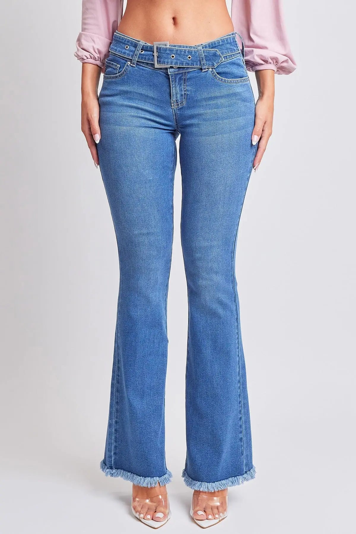 Women's Belted Flare Jeans YMI JEANS