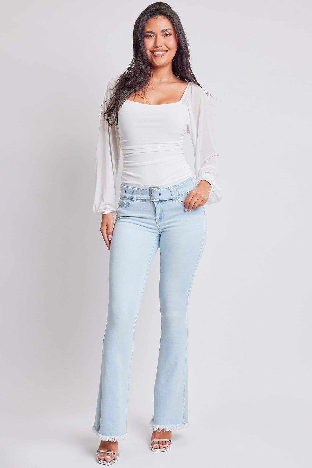 Women's Belted Flare Jeans - Love Salve 