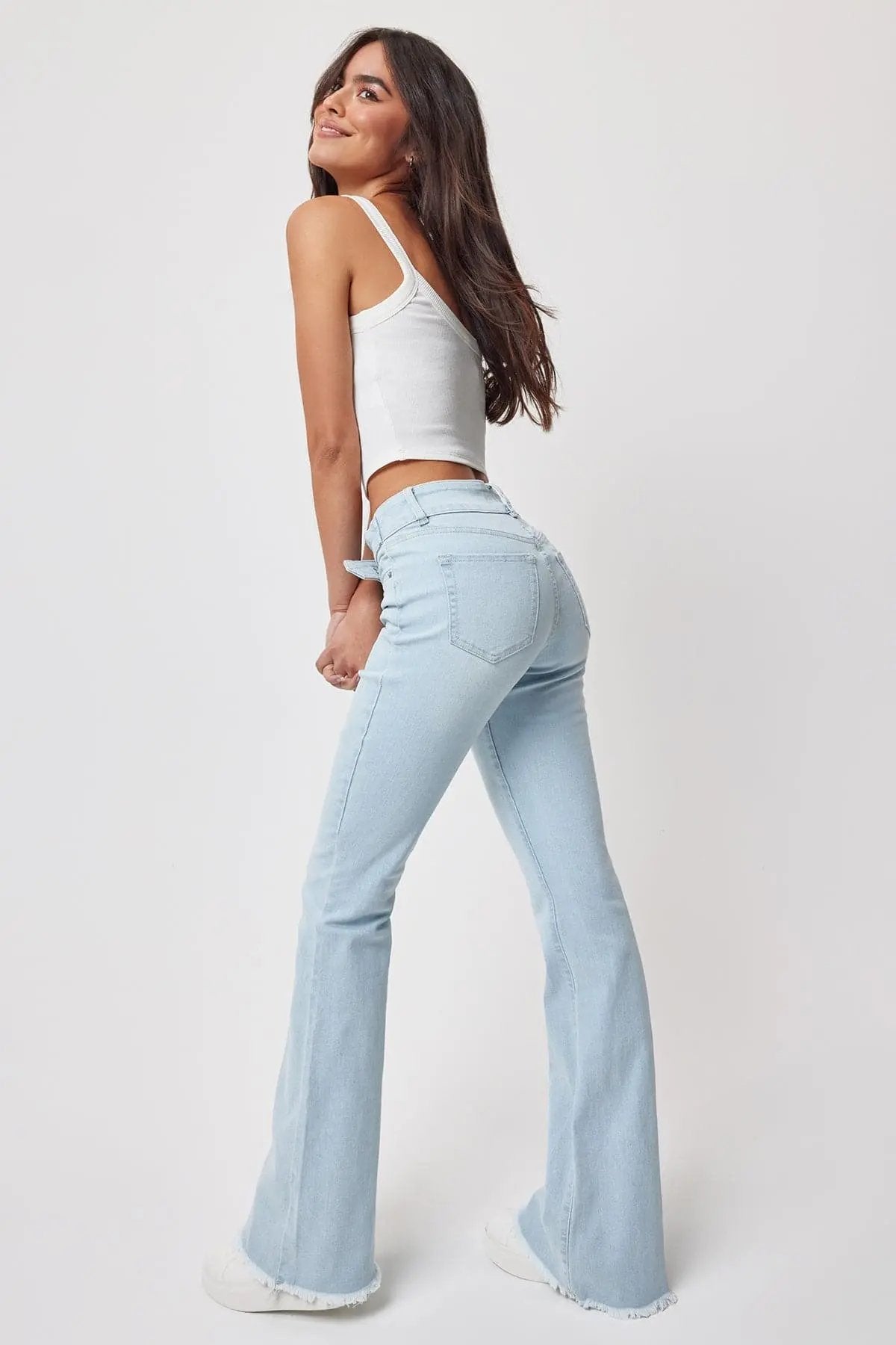 Women's Belted Flare Jeans - Love Salve
