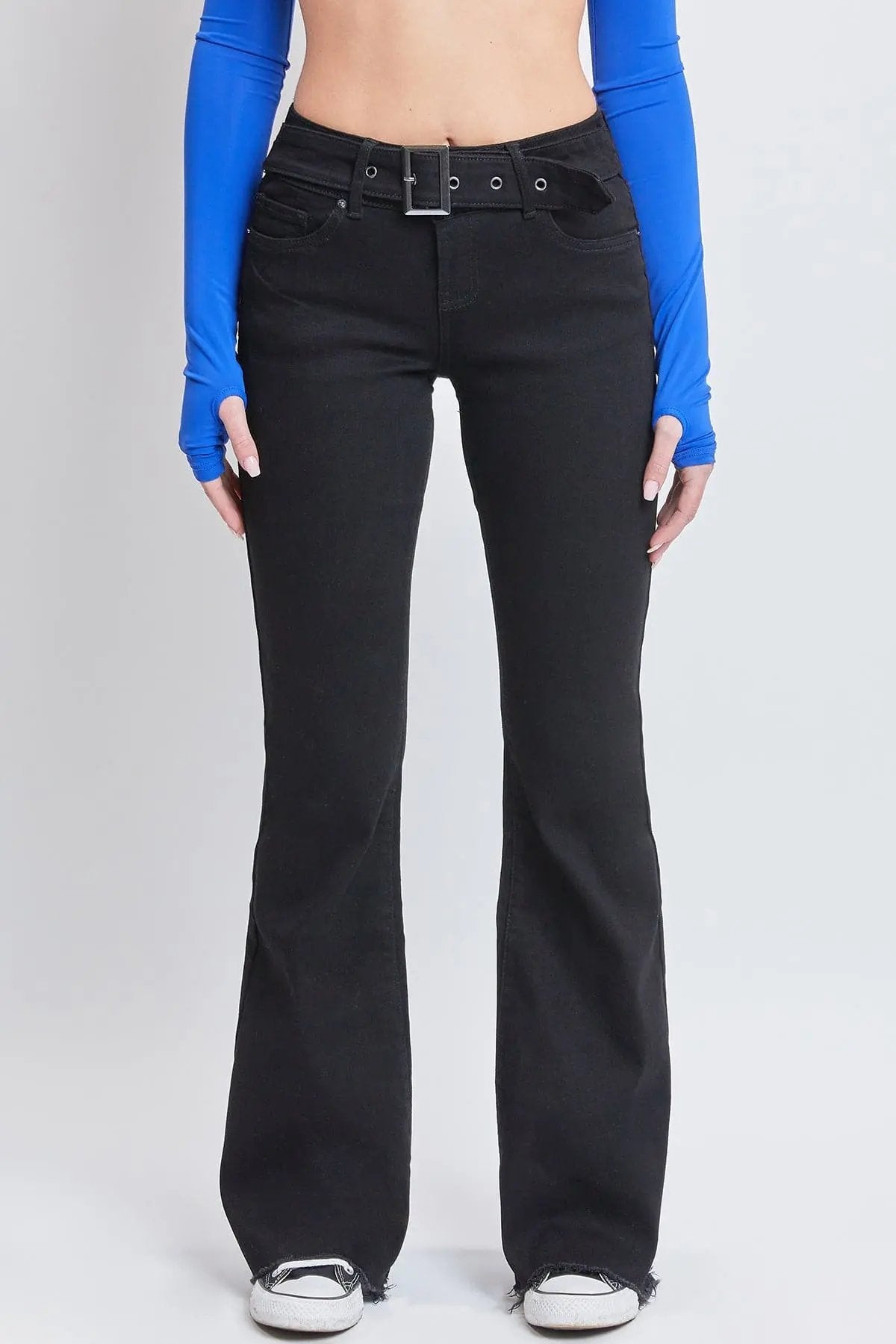 Women's Belted Flare Jeans - Love Salve