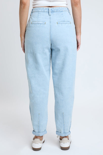 Women's Pleated Mom Jeans - Love Salve 