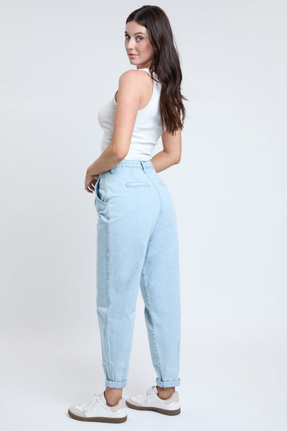 Women's Pleated Mom Jeans - Love Salve 