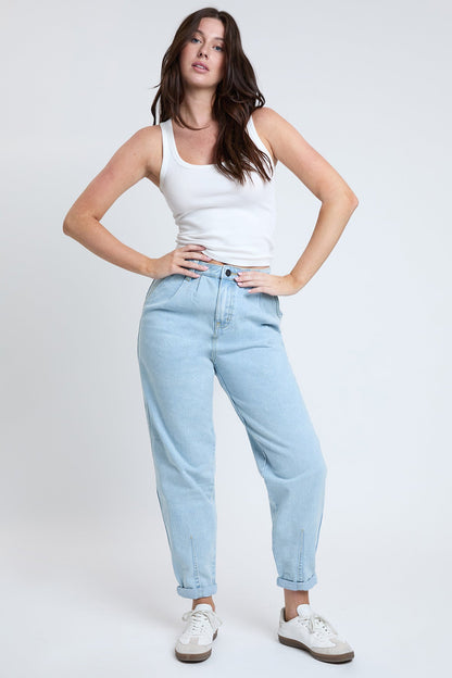 Women's Pleated Mom Jeans - Love Salve 