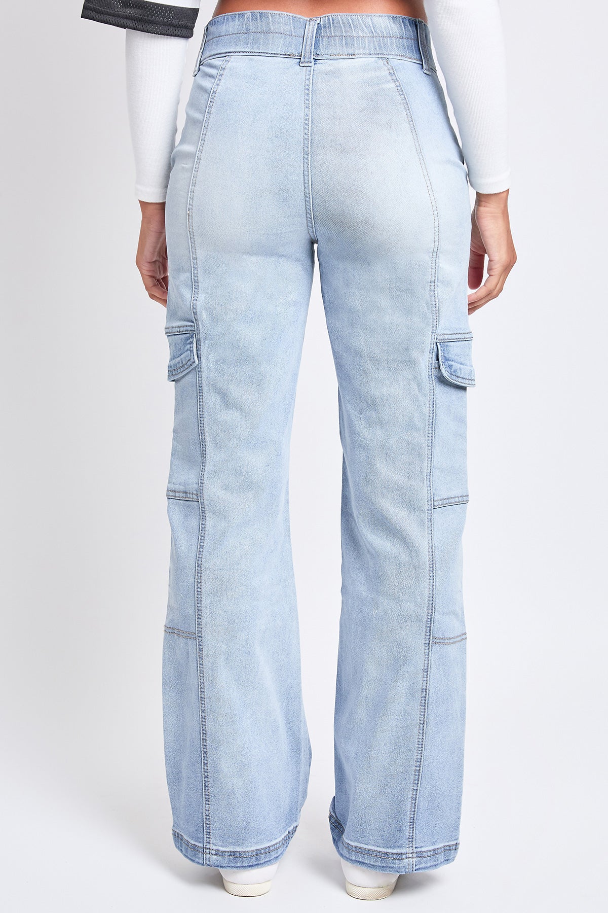 Women's High Rise Elastic Waist Straight  Cargo YMI JEANS