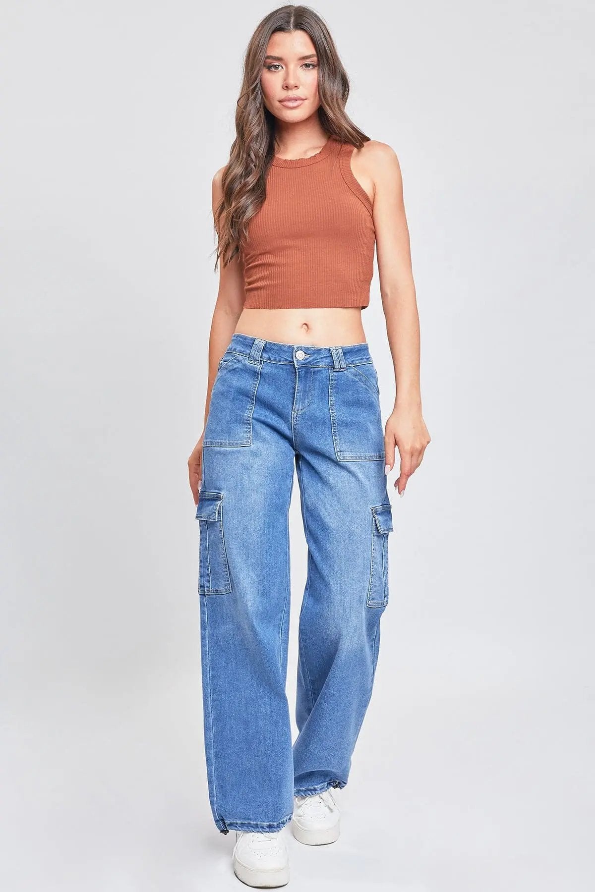 Women's Cargo Jeans with Bungee Hem YMI JEANS