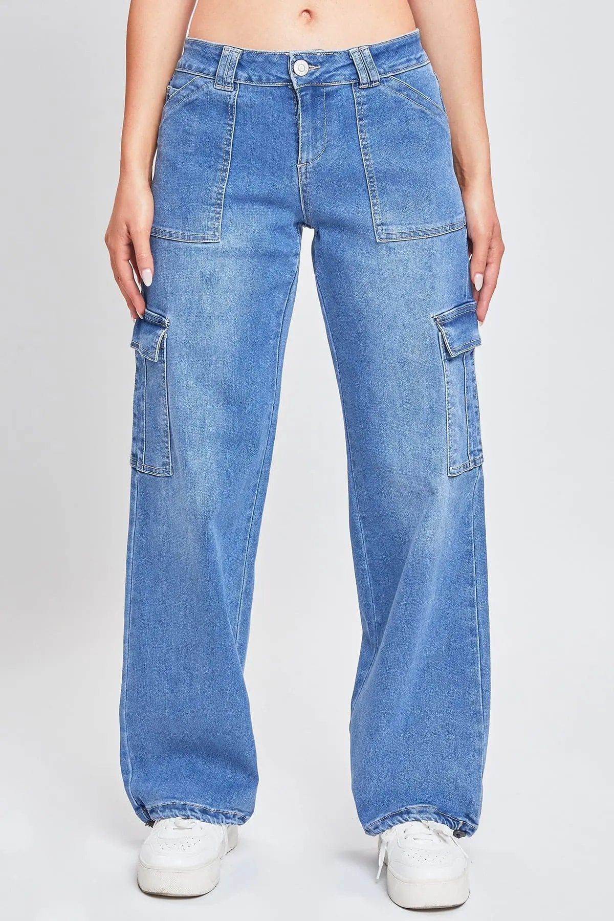 Women's Cargo Jeans with Bungee Hem YMI JEANS