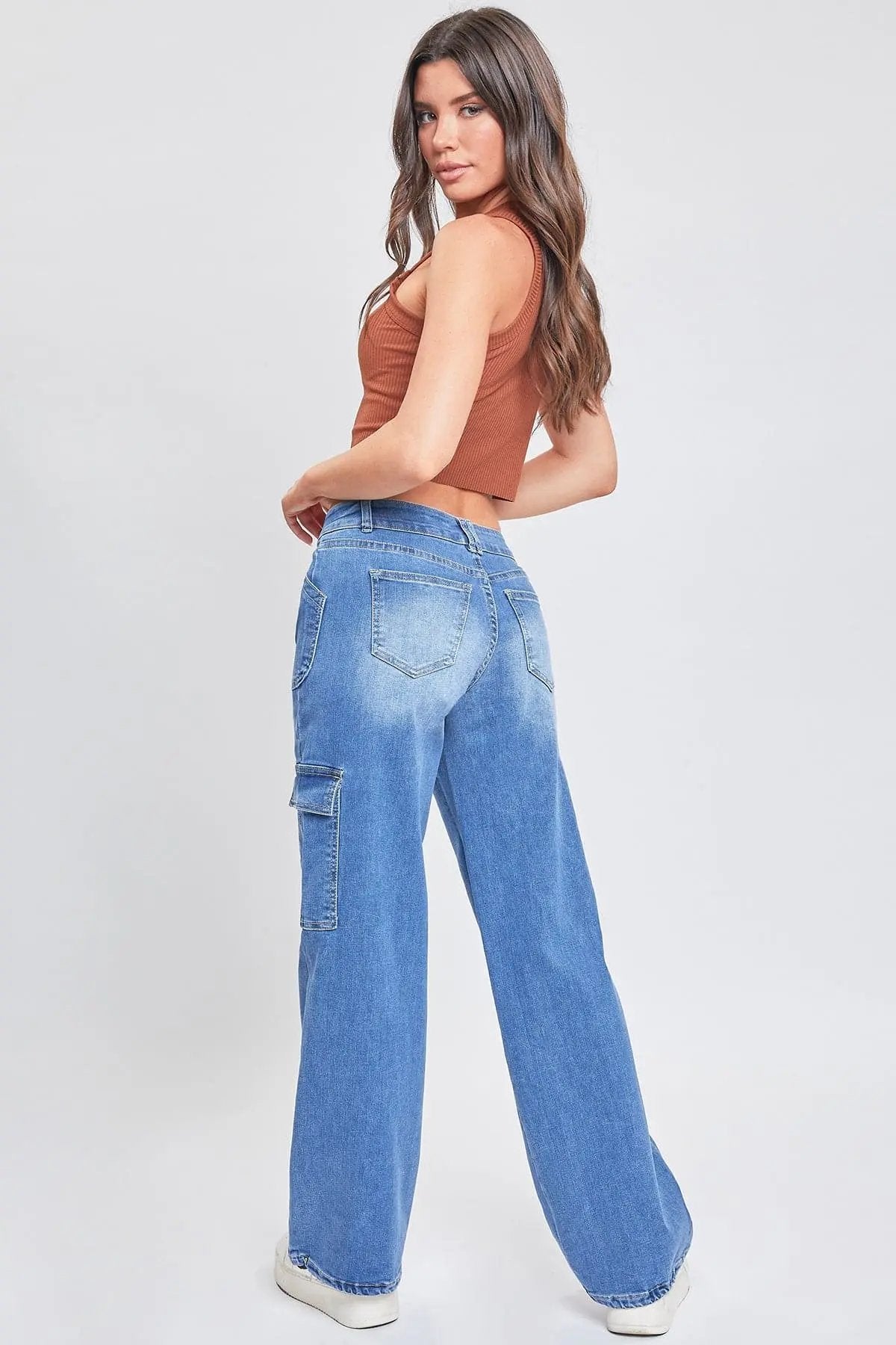 Women's Cargo Jeans with Bungee Hem YMI JEANS