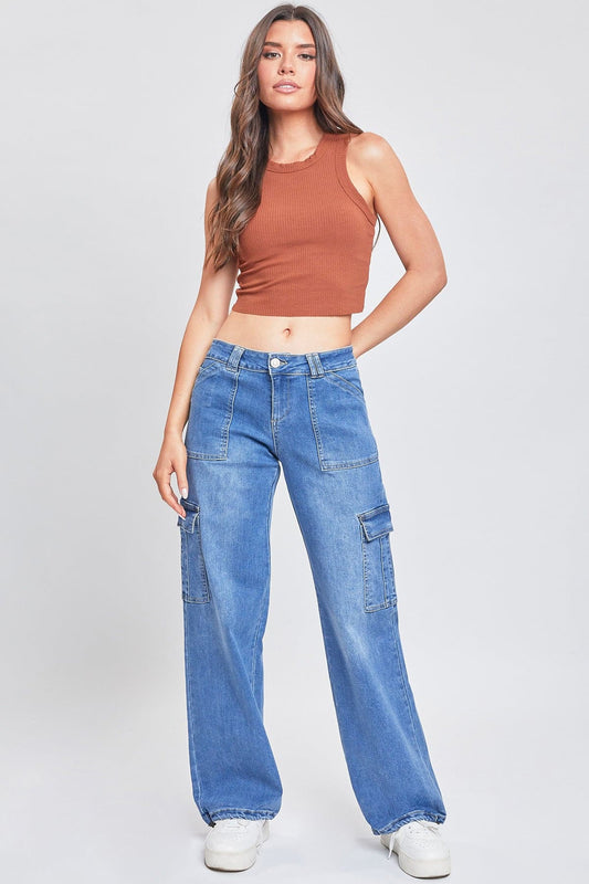 Women's Cargo Jeans with Bungee Hem YMI JEANS