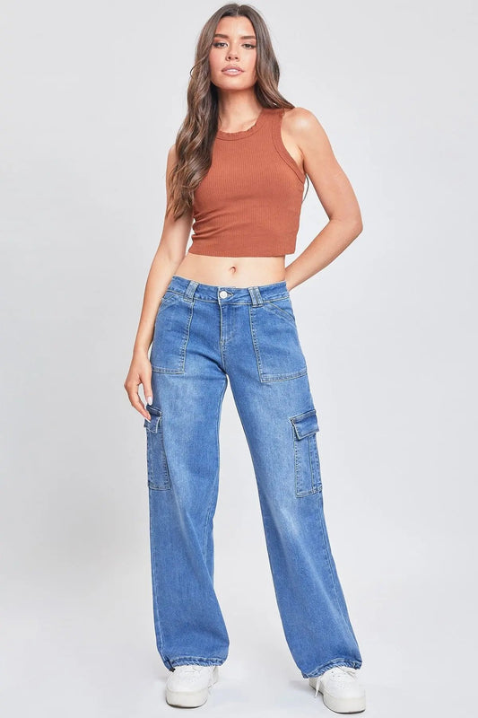 Women's Cargo Jeans with Bungee Hem YMI JEANS
