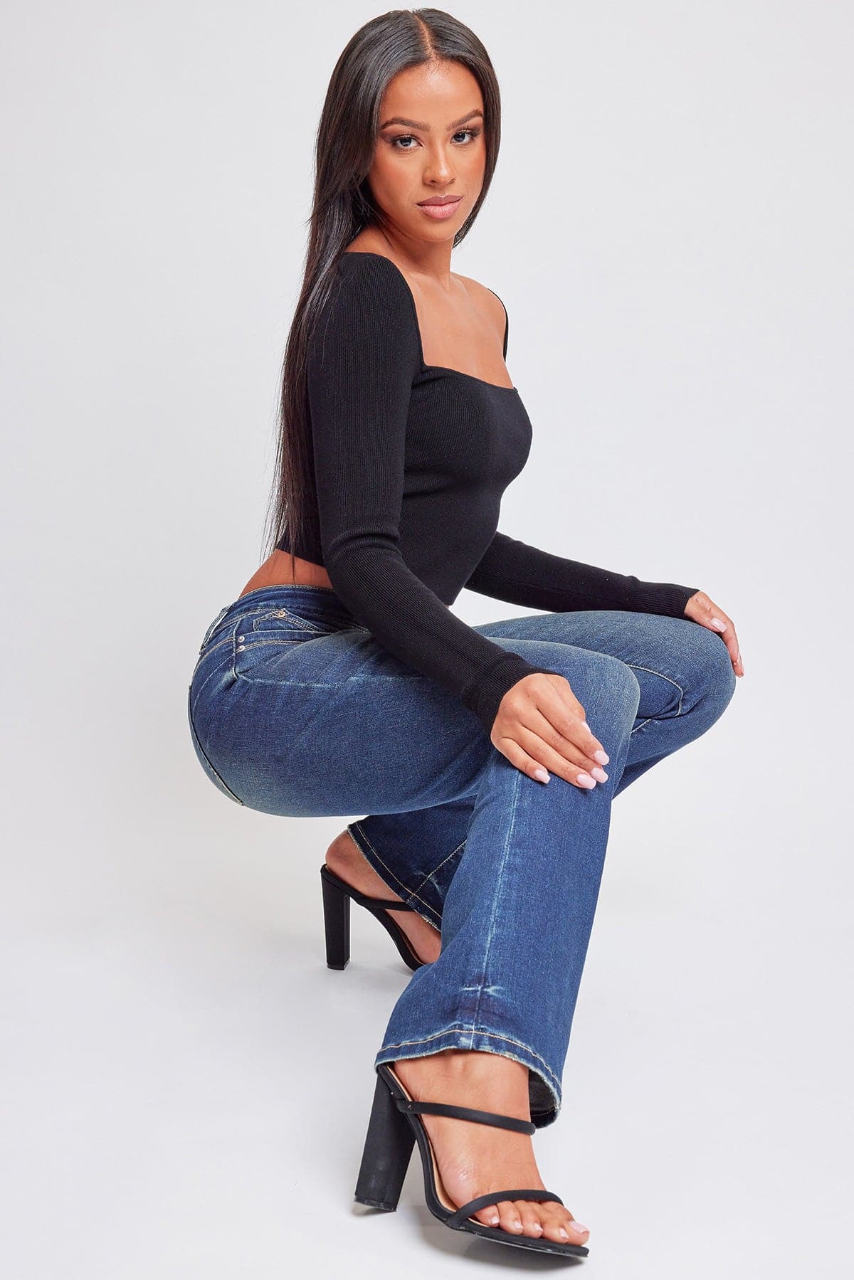 Women’s Sustainable WannaBettaButt Mid Rise Bootcut Jeans YMI JEANS