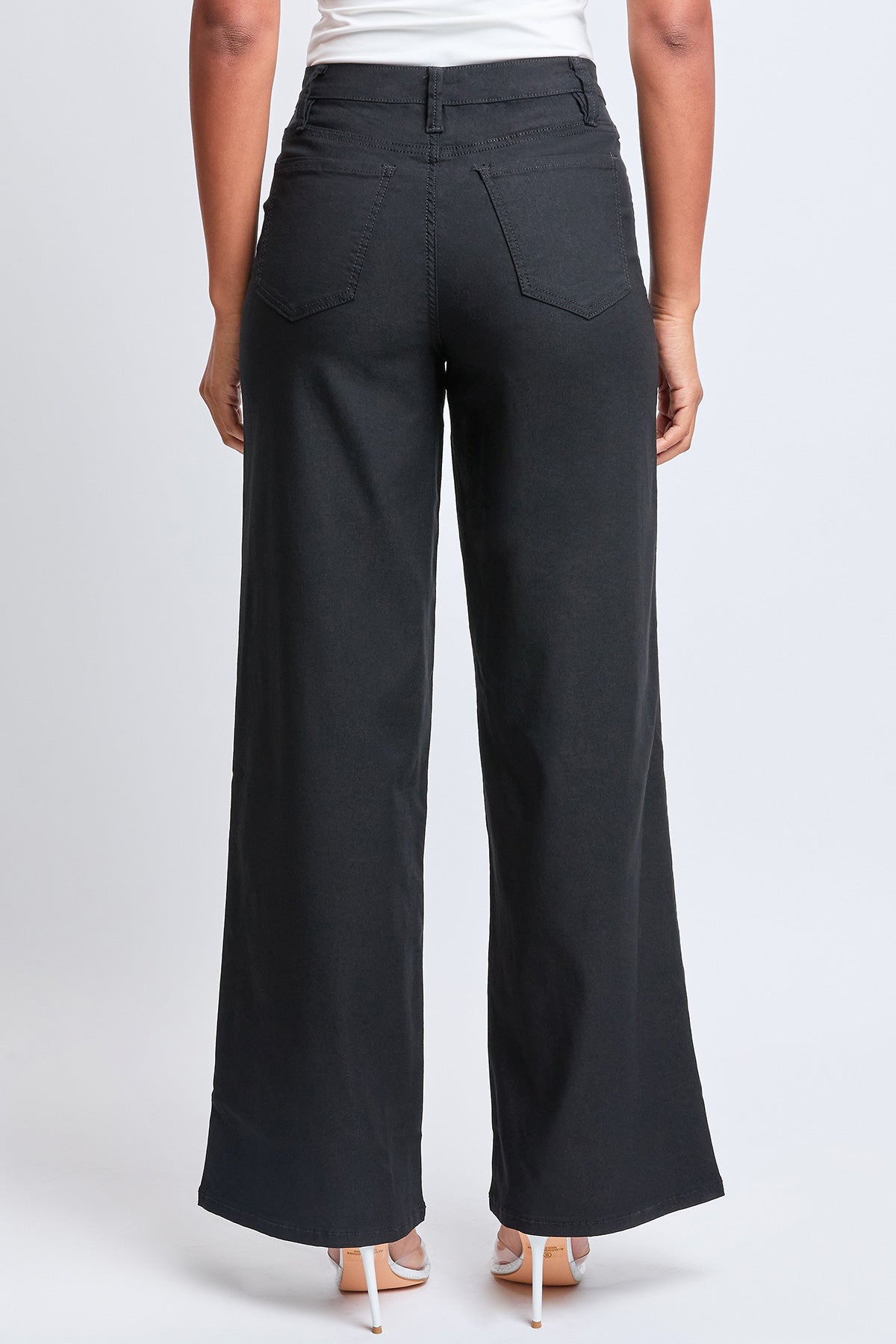 Back view of YMI JEANS Hyperstretch Wide Leg Pants. Shows the flattering silhouette.